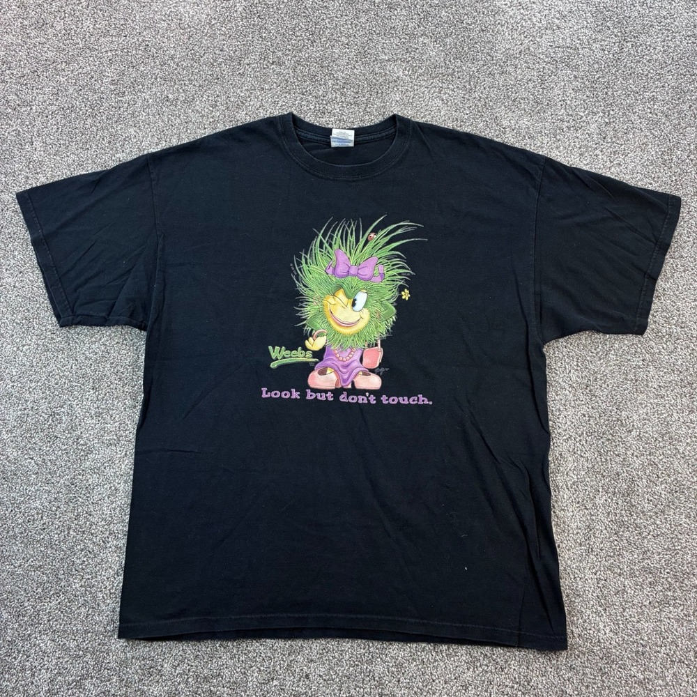 Vintage Weebs Shirt Mens XL Black Look But Don't Touch Funny Joke Anime Troll